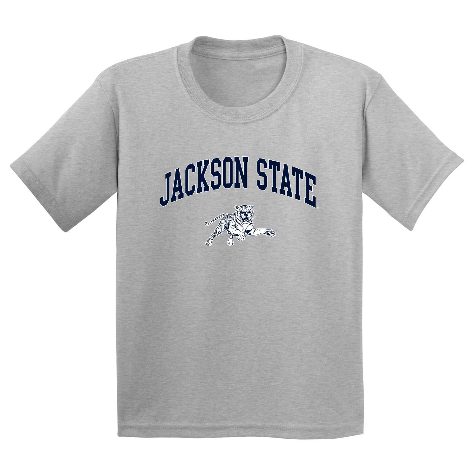 Jackson State Tigers Arch Logo - NCAA University Youth T Shirt - Sport Grey S