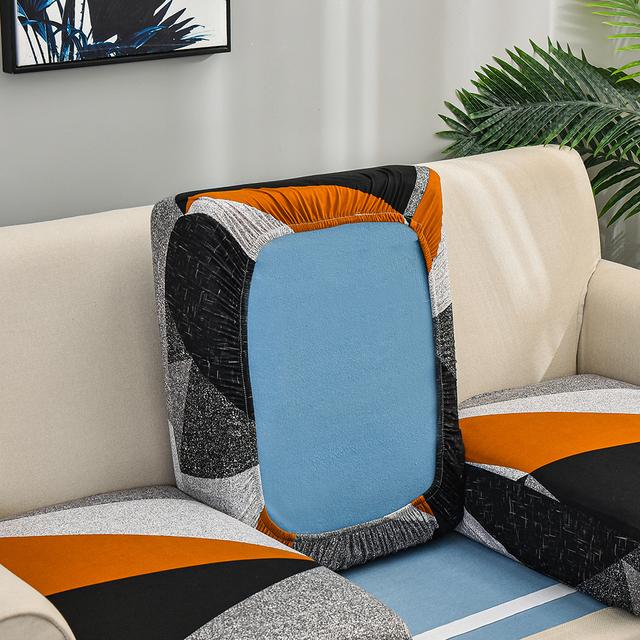 Square Lattice Printed Sofa Chair Seat Cushion Cover Elastic Sofa Slipcovers Designed For Household Pets Protector L Shape Anti -Dust Machine