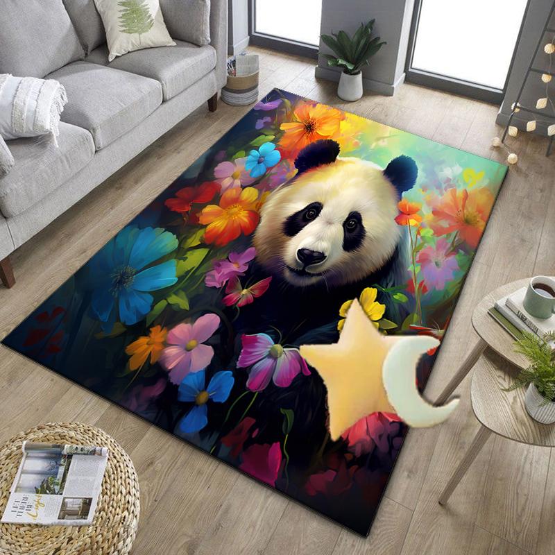 Panda In Floral Paradise Office Rug Chair Mat, Entryway Carpet, Suitable for Front Door, Bedroom, Living Room, Desk, Holiday Gift