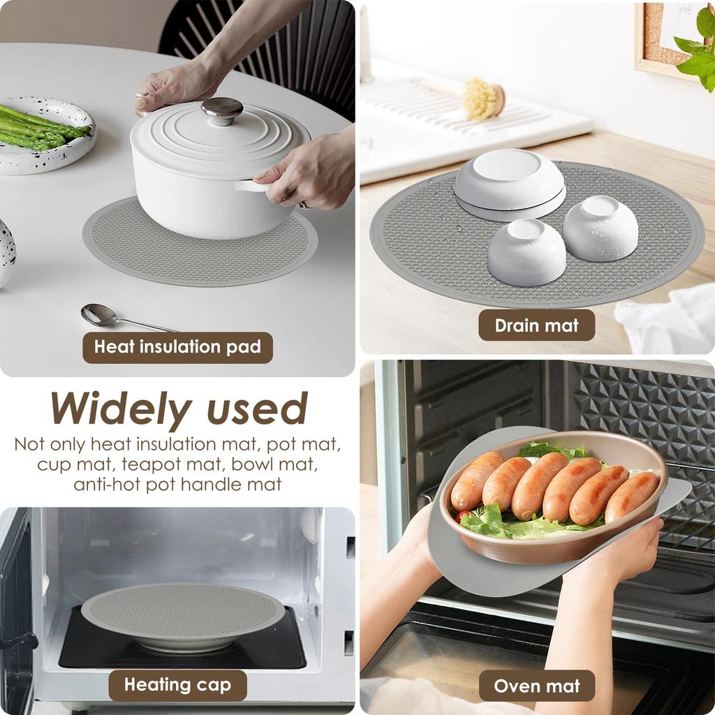 Silicone Insulation Pad Heat-resistant Pot Mat Coaster Oven Microwave Liners Non-slip Round Tripod Pad Kitchen Accessories