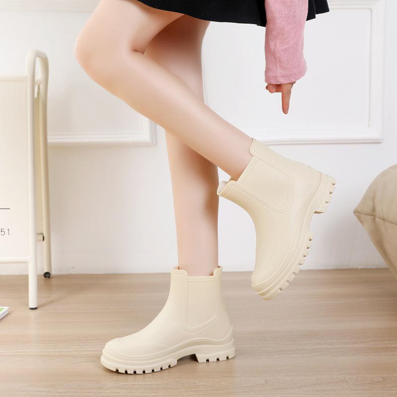Korean Style Women s Waterproof Rain Boots - Short & High Rubber Wading Shoes with Thickened Cold Protection. 41 грязно-белый