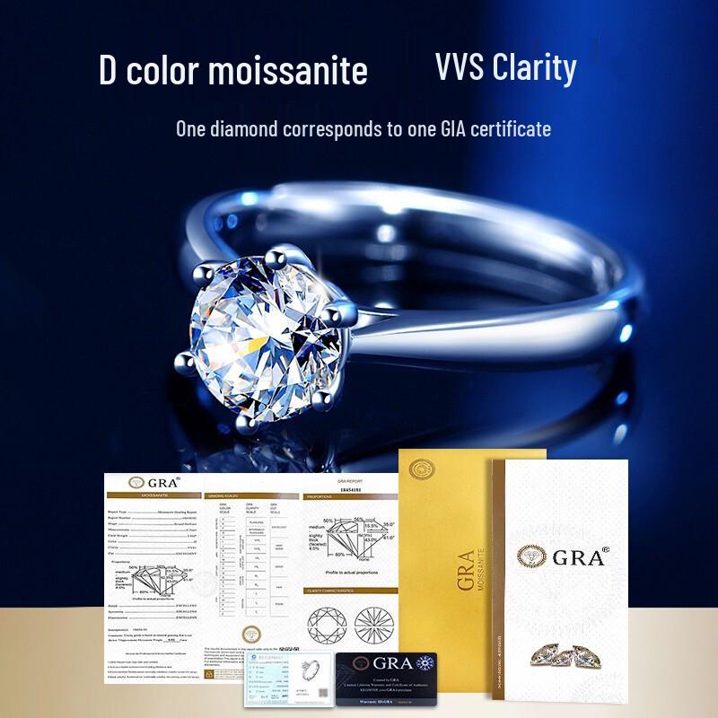 Min Yue S925 Silver Moissanite Open Ring - Exclusive Xiaohongshu Style