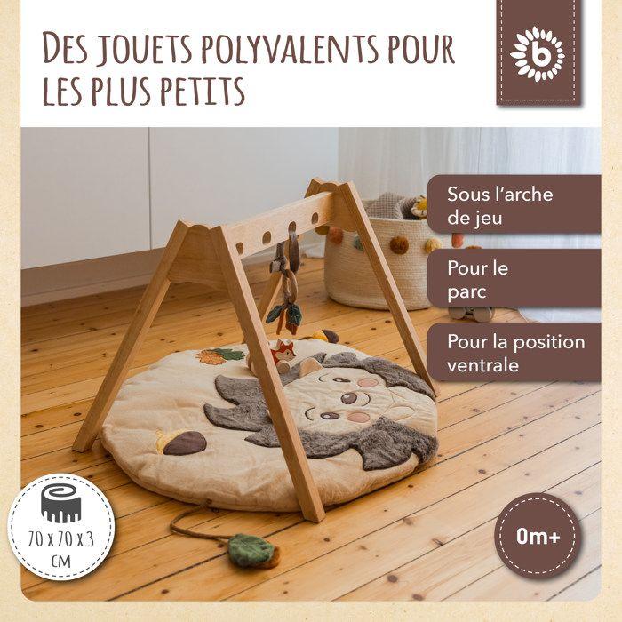 Bieco tapis d'éveil pour bébé ø 70 cm | motif hérisson | tapis d'éveil pour bébé convient pour arche de jeu de bébé tapis de jeu