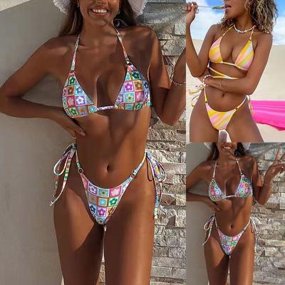 Women's Fashion Split Strappy Sunflower Sexy Bikini Swimsuit