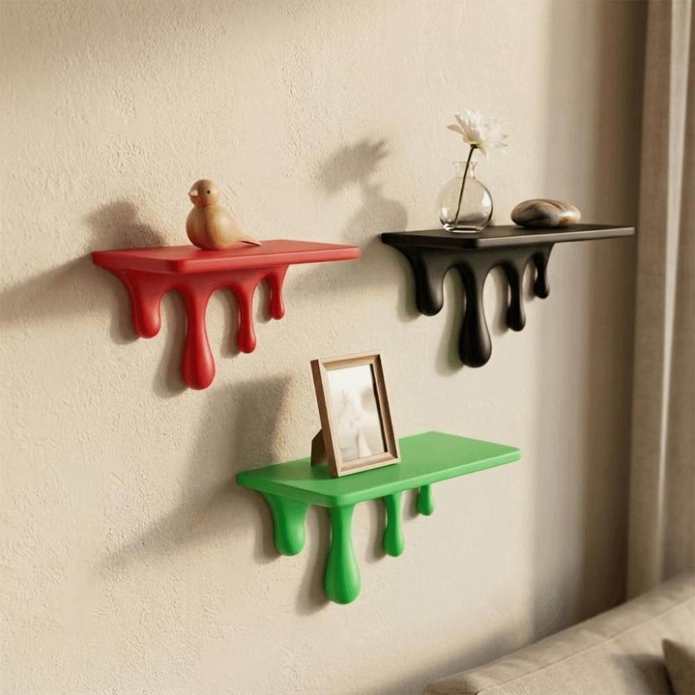 3D Printed Drip Floating Shelf Plastic Wall Storage Rack Melting Wall Shelf  Collectibles Display