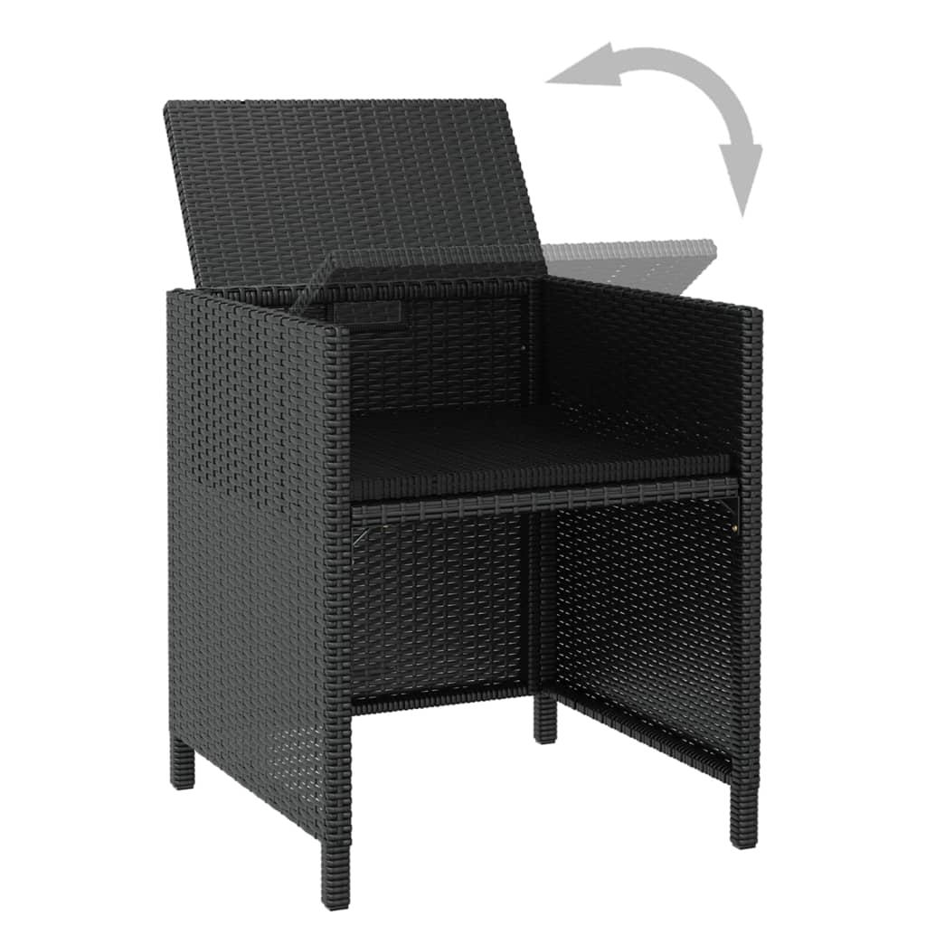 5 Piece Garden Dining Set Poly Rattan & Acacia Wood Black