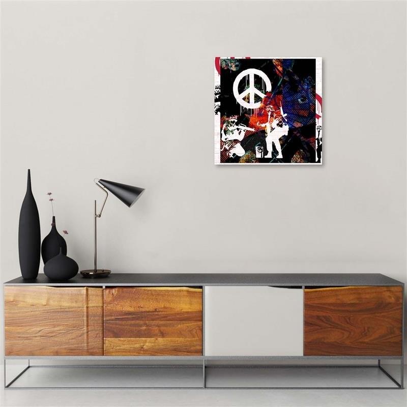 Canvas Print, Banksy Soldiers and Painted Peace Sign