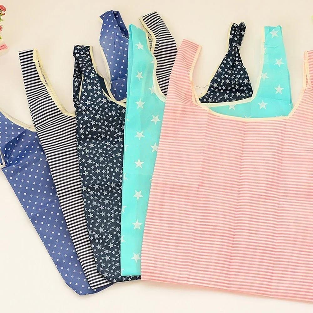 6 Stil Neue Mode Druck faltbar grün Einkaufstasche Tragetasche Faltbare Tasche Handtaschen Praktisch Große Kapazität Aufbewahrungstaschen