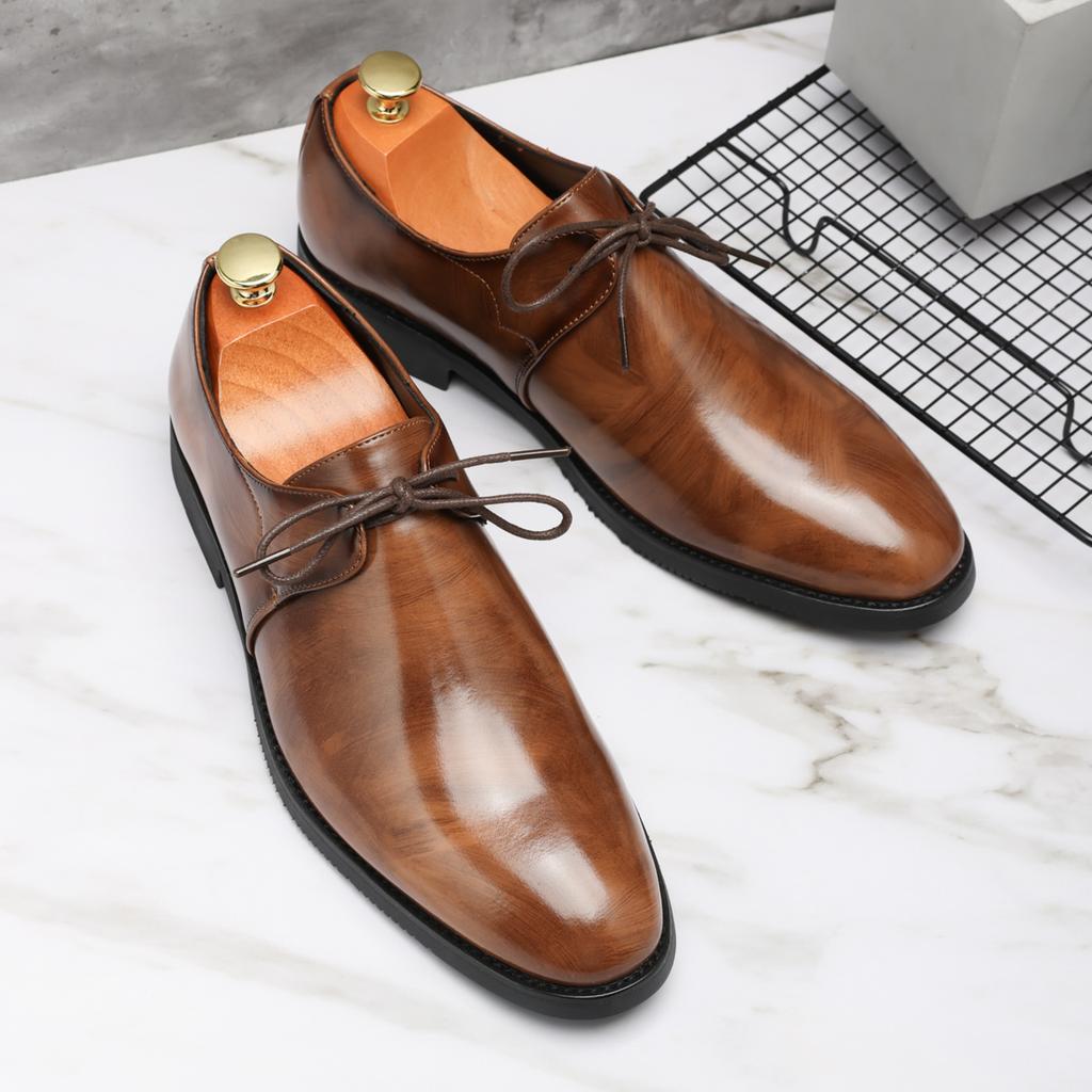 Fashion New Arrival Oxford Shoes for Men Spring Summer Derby Shoes Pu Leather Casual Shoes Lace Up Formal Dress Footwear Business Flats
