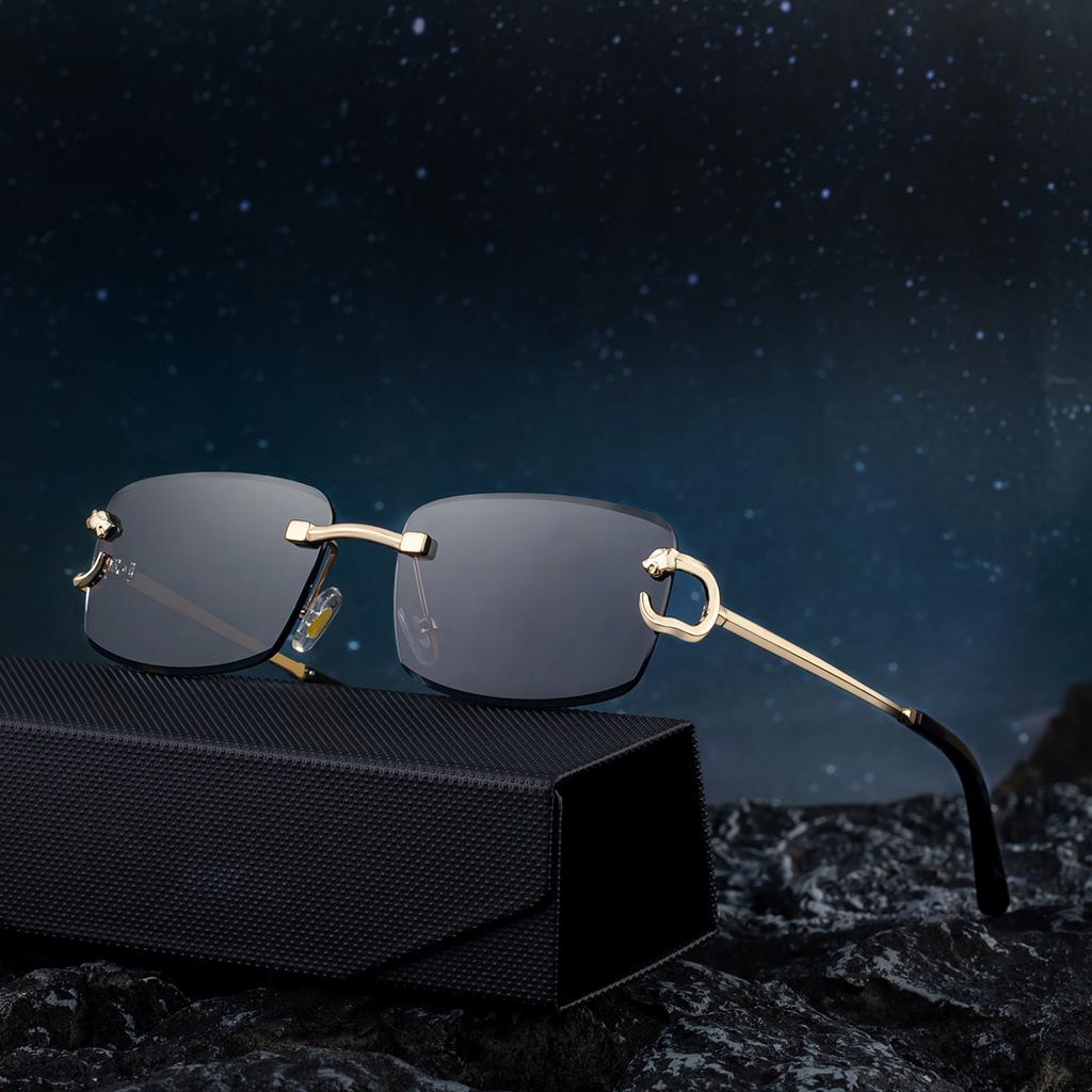 JYL TS Men's Retro Rimless Leopard - Outdoor Driving Sun-Protective Shades WF-5G228