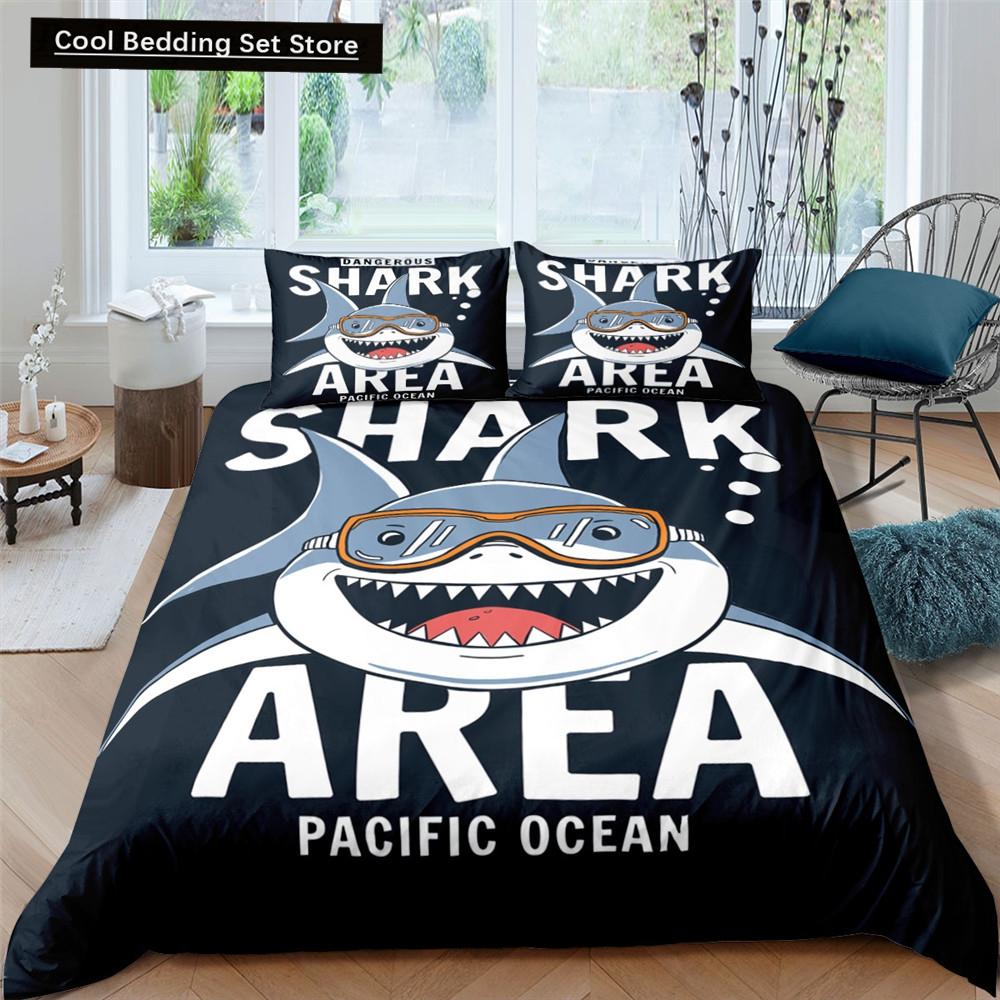 Comforter Dolphin Ocean King Queen Cute 3D Sea Animal Bedding Set For Kids Teens Adults Shoal Of Fish Blue 2/3Pcs