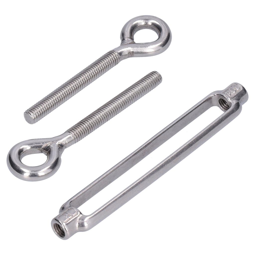 5Pcs Turnbuckle Eye and Eye Wire Rope Tension 304 Stainless Steel Shade Sail HardwareM6