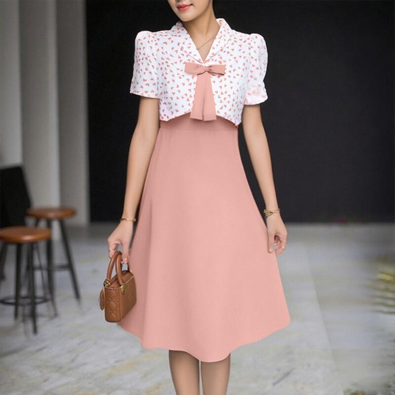 

ZANZEA Женское повседневное летнее платье с коротким рукавом и принтом пэчворк M розовый