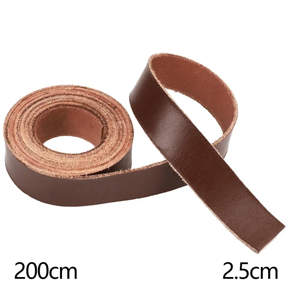 Universal 2Meters Single Sided Flat Cord Genuine Cow Leather Straps Strips DIY Clothing Making Bag Handles Belt Crafts Accessory