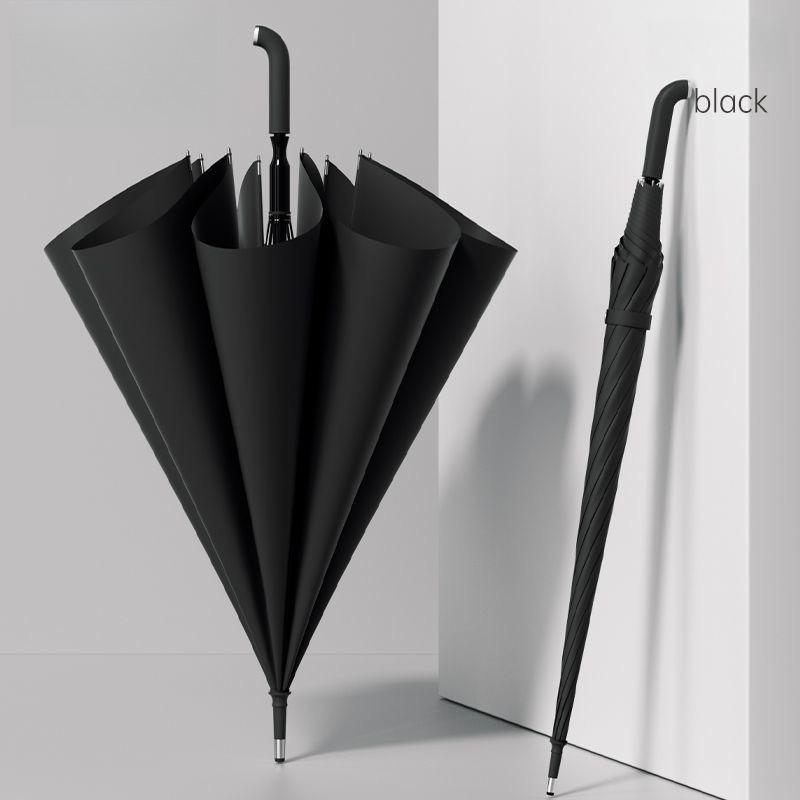 Light Luxury Automatic Long Handle Umbrella Enlarged Thickened Wind-resistant Rain-resistant Sunny Rainy Dual-use Golf Umbrella чёрный