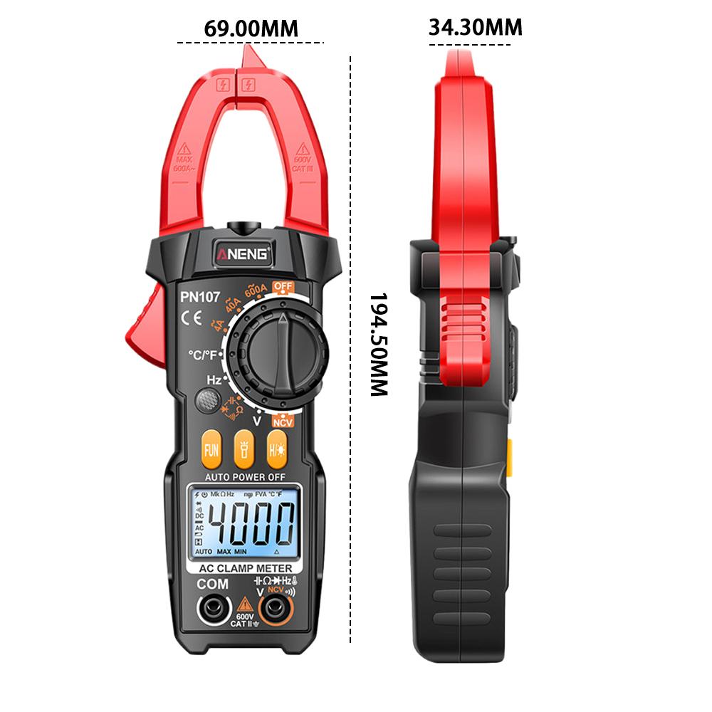 ANENG PN107 Digital Clamp Meter AC/DC Voltage Temperature Test Multitester True RMS 4000 Count Electrical Multimeter Tester Tool
