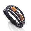 Men's Multi-Layer Tiger Eye Stone & Leather Bracelet with Magnetic Buckle