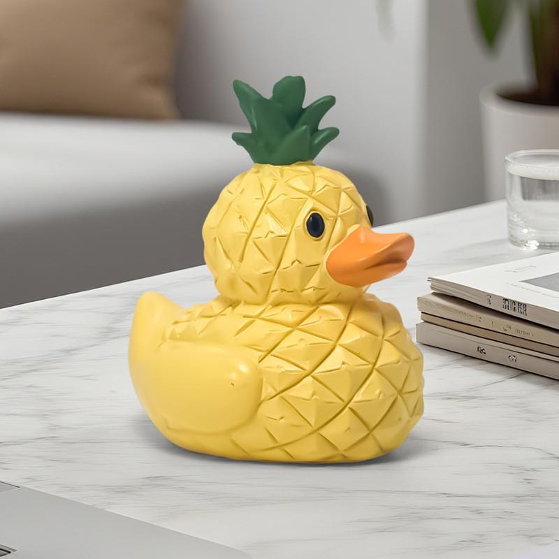Figurina di Anatra con Frutta e Verdura Cartone Animato PVC Decorazione Creativa per Scrivania per Regalo e Collezione