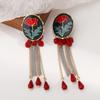 Personalized Enamel Flower Earrings Flower Button Multi-layer Tassel Earrings  Jewelry Gifts