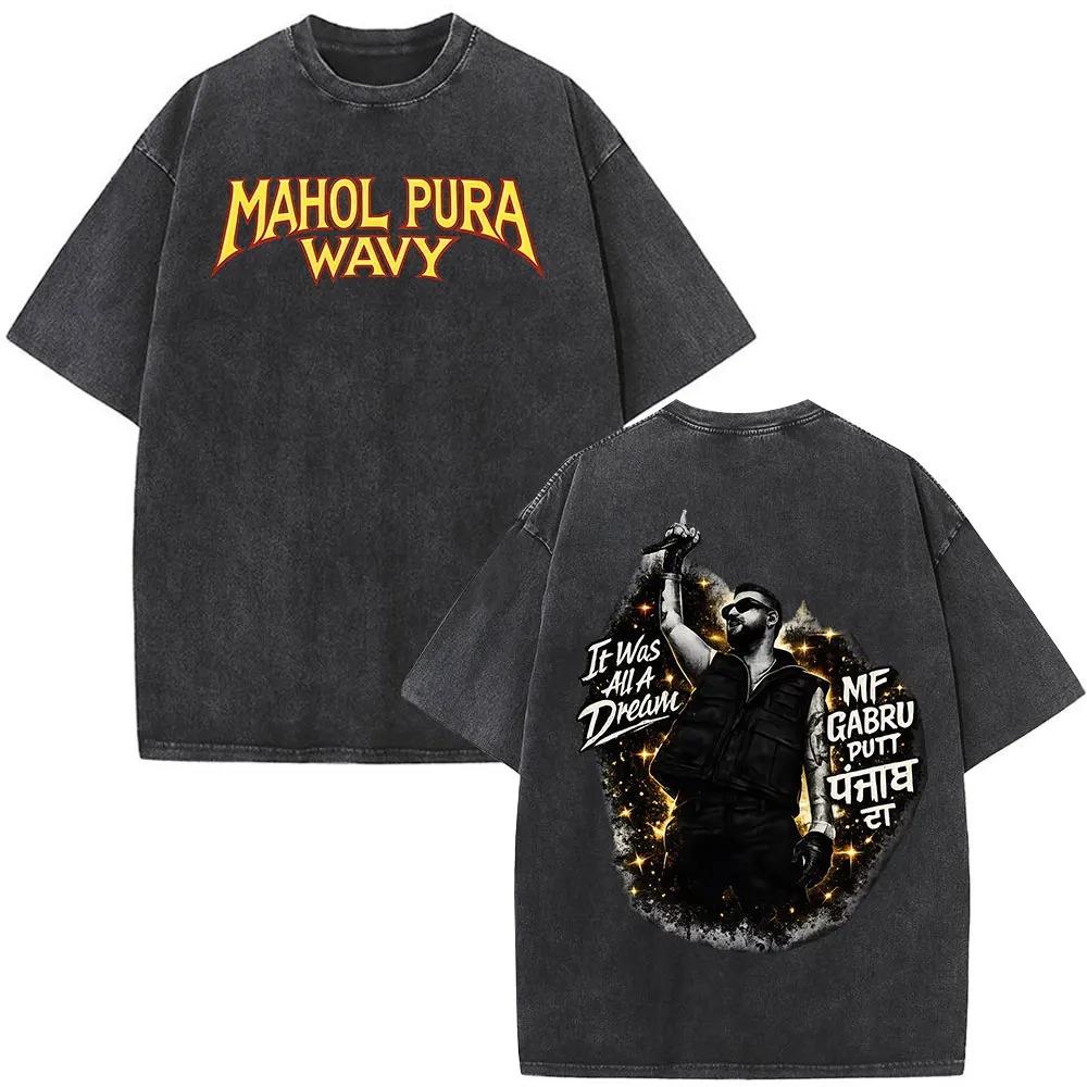 

Unisex Women Fashion Hiphop T Shirts Rapper Karan Aujla Tour Graphic Vintage Washed Tees Loose Casual Cotton Gothic Punk Tshirts S