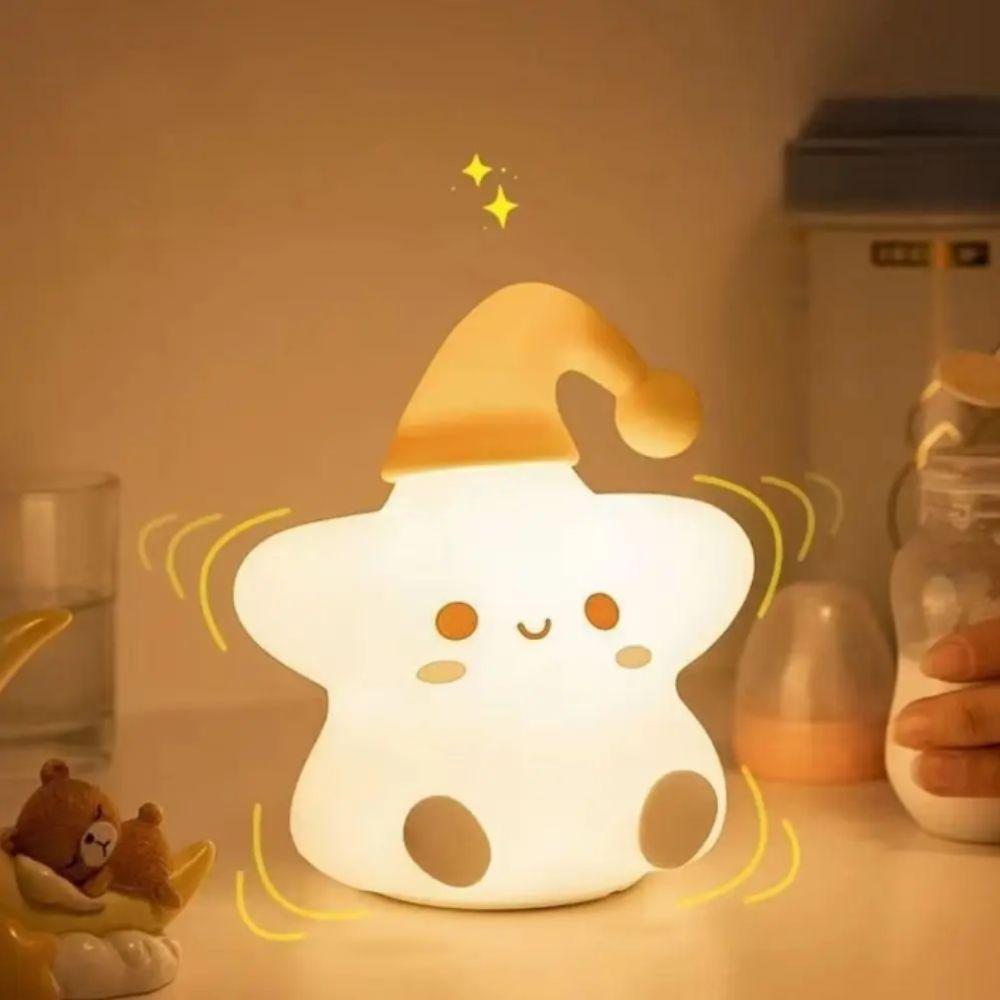 Silicone LED Star Night Light Battery Powered LED Night Light Baby Toy Table Lamp Bedroom