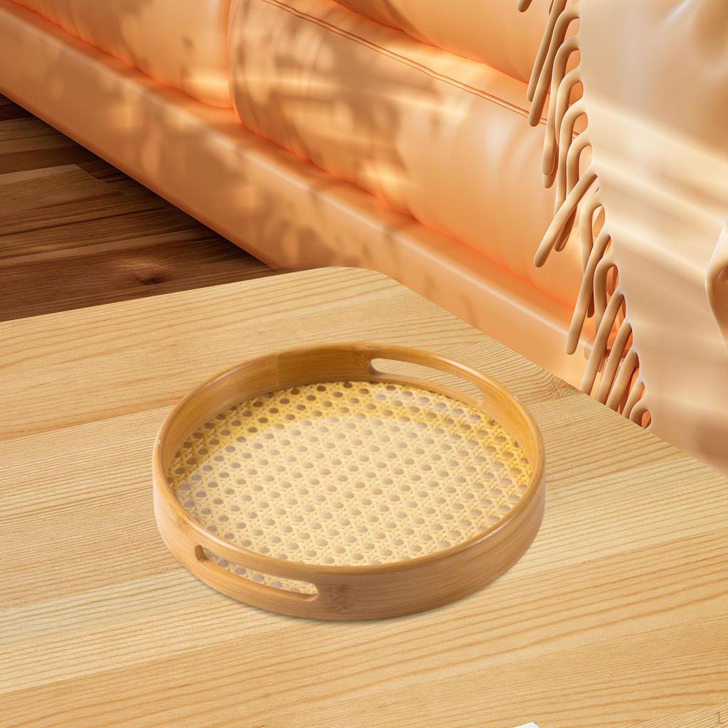 Bamboo Serving Tray with Handles Decorative Breakfast Fruit Dessert for Party