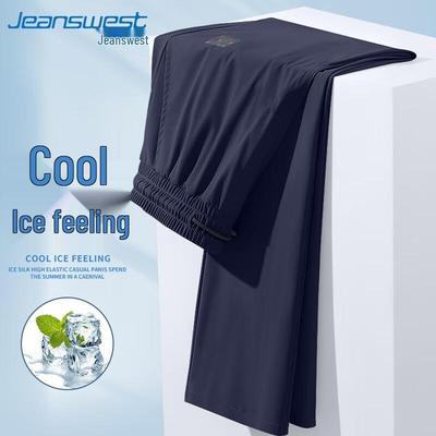 Jeanswest Men's Summer Ice Silk Straight-Leg Casual Trousers