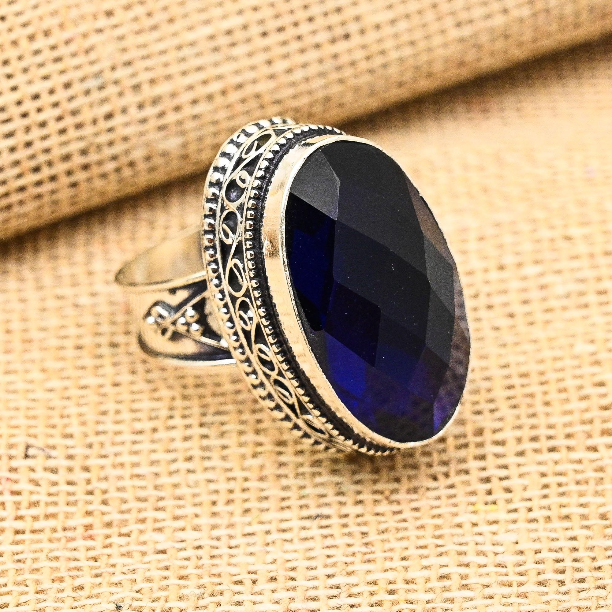 

Ювелирные изделия из стерлингового серебра 925 пробы с синим сапфиром ручной работы ко Дню памяти 10