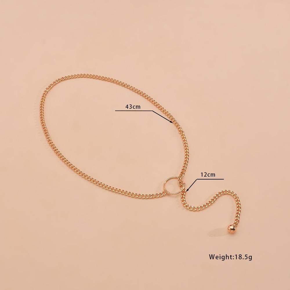 Simple chain Metal circle Long necklace Adjustable collarbone chain Internet celebrity neck chain Female