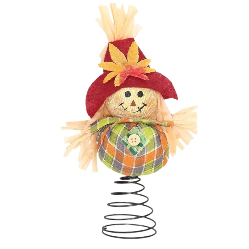 Terrifying Straw Doll Ornament Flexible Spring Base Halloween Raven Desk Doll  Ghost Festival
