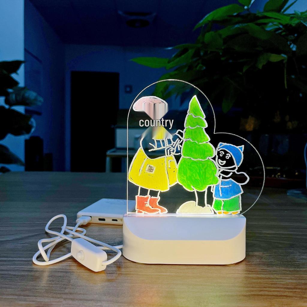 Erasable LED Luminous Graffiti Board for Kids - DIY Hand-Painted Transparent Drawing Light