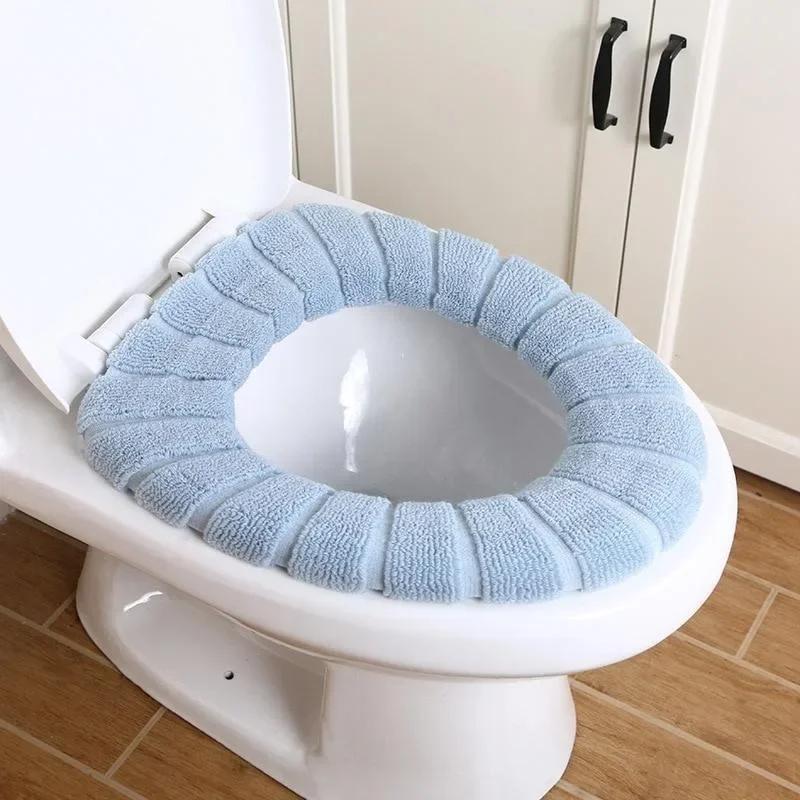 Warm Soft Toilet Seat Cover 2Pcs Acrylic Washable Mat Bathroom Home Decor Closestool Seat Case Lid Accessories