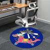 1pc Colorful Horse Ornament Chair Carpet for Office, Round Polyester Mat, Indoor Decor for Office, Easycare Fabric, Washable Non-slip Area Carpet