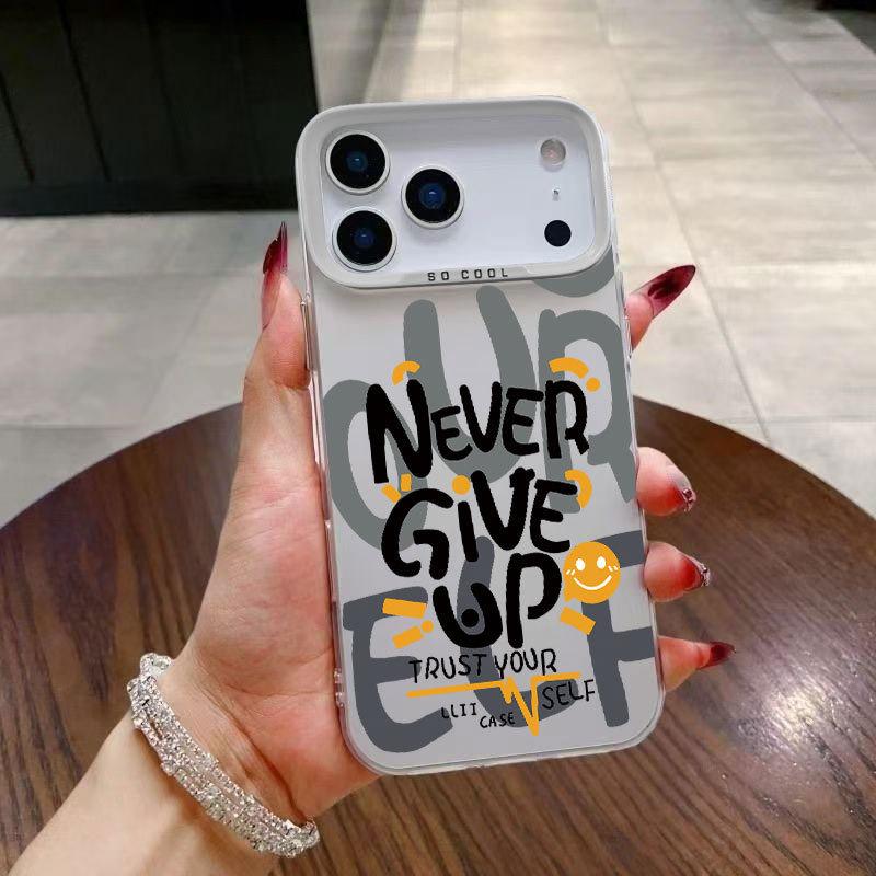Inspirational English Applicable Apple 17Pro Mobile Phone Case iPhone16 Color Silver 1514 Laser 13promax12xsm
