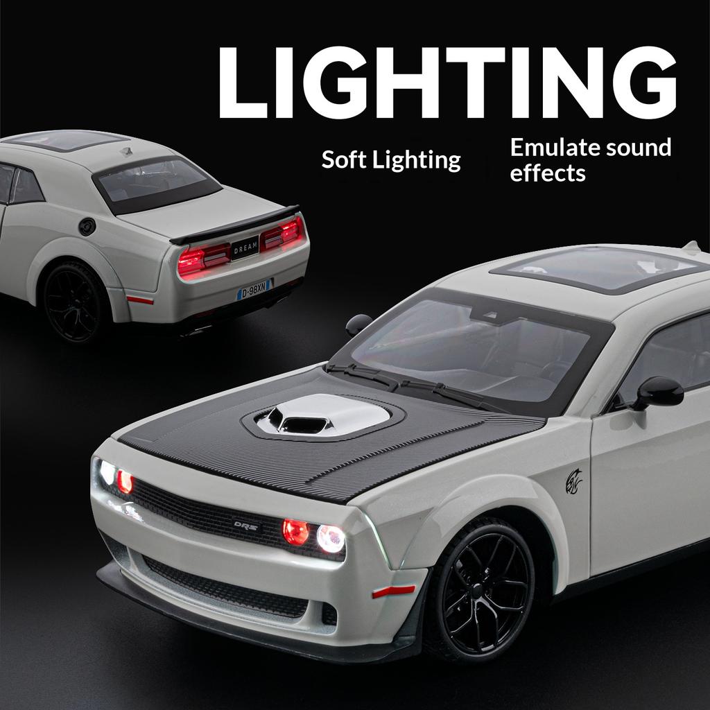 Hellcat Muscle Car Model Simulation Sound and Light Alloy Die-cast Car Model Collection Ornaments Boy Sports Car Toy Gift