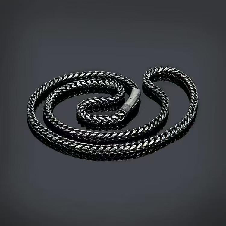 Retro Stainless Steel Dragon Bone Chain Necklace & Bracelet Set for Men