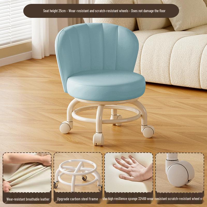 Children's Rotating Stool with Backrest and Silent Wheels