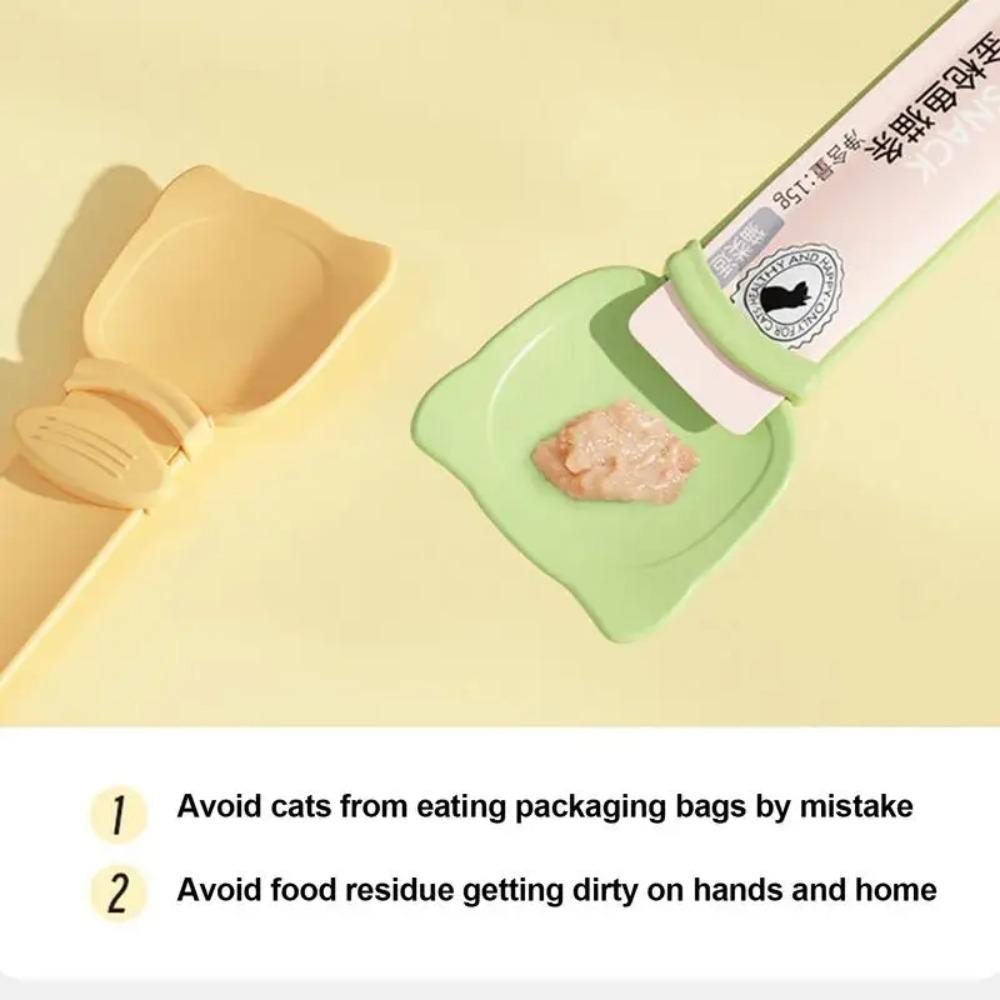 Convenient Cat Strip Squeeze Spoon Multifunctional Cat Snack Spoon Cat Strip Feeder  Food Storage