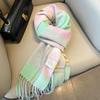 New pure wool plaid scarf British men and women couples winter warm double-sided fringed high-end scarf