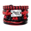 5pcs Set Retro Personality Cupid Arrow Heart Cortex Bracelet  for Men Women Couple Weaving Wristband Boho Jewelry Accessory Gift