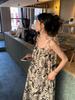 Vintage ink wash print spaghetti strap dress for women, loose summer layered mid-length vacation dress