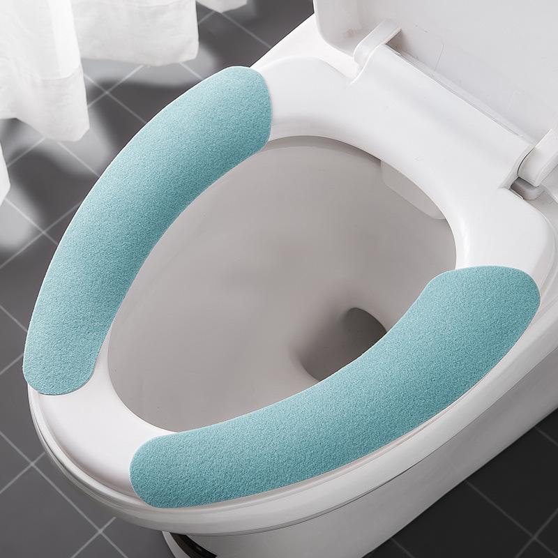 

2PCS Household Sticky Note Soft and Washable Self-adhesive Toilet Gasket Four Seasons Toilet Sticker Easy To Carry During Travel синий