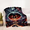 "Halloween Horror: Fiery Skull Pathway Wall Art"Blanket Flannel Throw Blanket for Sofa, Bed, Travel, Camping, Office