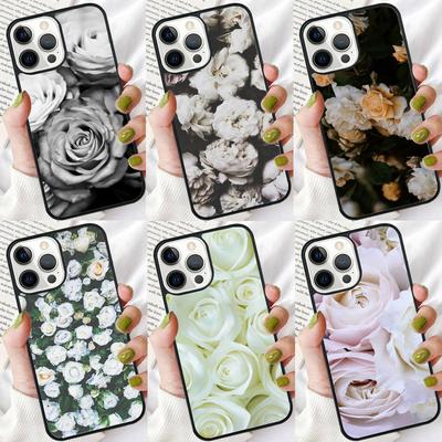 Elegante weiße Rose Handyhülle für iPhone 17 Air 16 15 14 plus 12 13 Pro max Weiche Stoßfänger Hülle Cover coque
