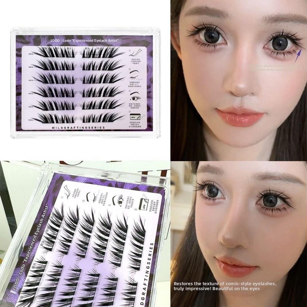 10-14MM DIY Lashes Extension Without Glue 6 Rows Fake Eyelashes Black Swan False Eyelashes Party
