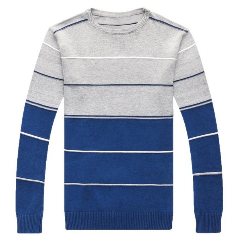 Men S Slim Fit Crew Neck Long Sleeve Striped Knit Pullover Sweater