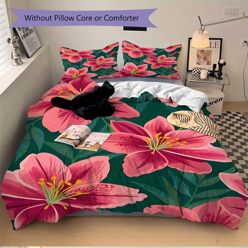 3pcs Floral Pattern Bedding Set, Suitable for Bedroom Decoration, (Includes 1 Duvet Cover And 2 Pillowcases, Quilt Not Included) yy250822193