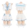Sailor Clothes Cosplay Sexy Erotic Extreme Costume Erotic Exposure Women Short Sleeves JK Cute Ribbon Small Breasts Micro Mini Skirt Light Blue White