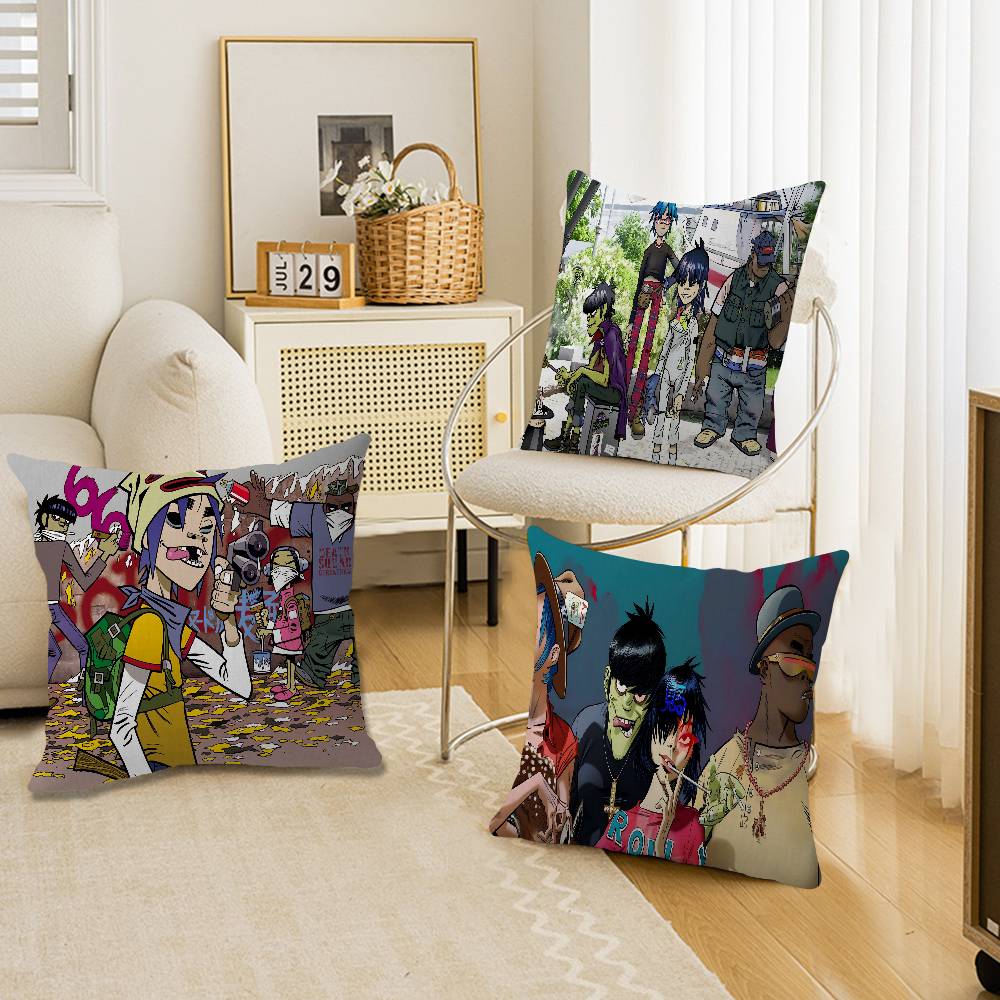 Retro Music Gorillaz Good Quality Anime Office Cushion Pillowcase Car Cushion Cover45X45CM Lumbar Pillowcase Sofa Pillowcover