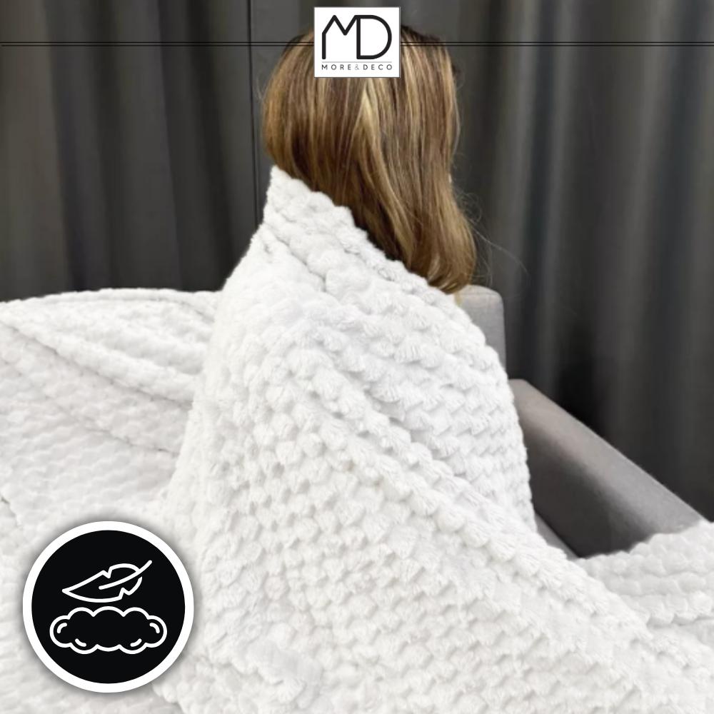 White bedspread, square embossed blanket, 200x220 cm, birthday